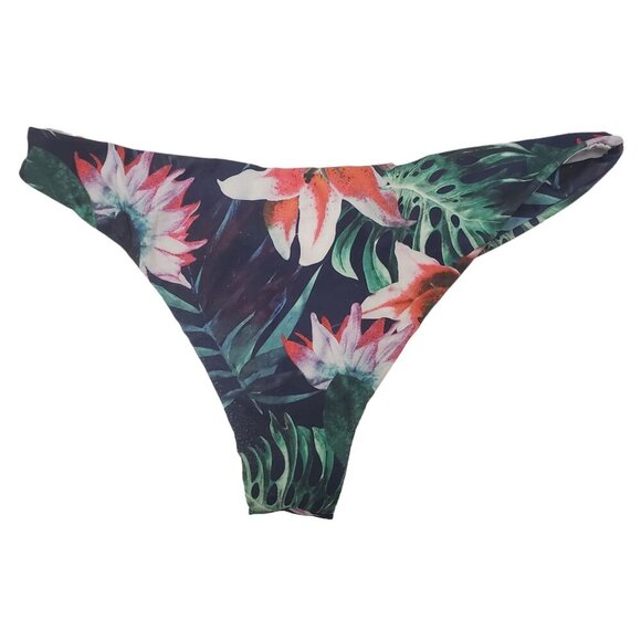 Cupshe Women's Green Multi Tropical Floral Pull On Swim Bikini Bottoms Size M - Picture 5 of 5